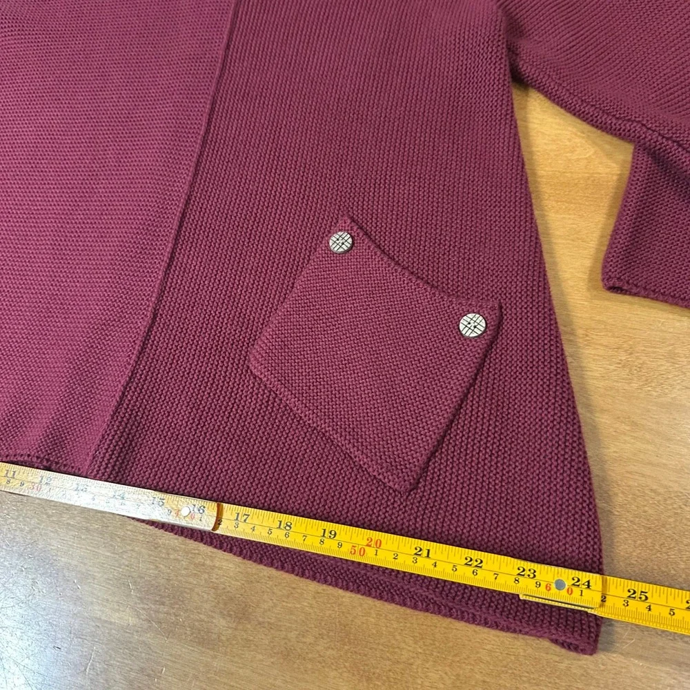 Habitat Clothes To Live In Sweater Womens M Red V-Neck Knit Pocket Asymmetrical